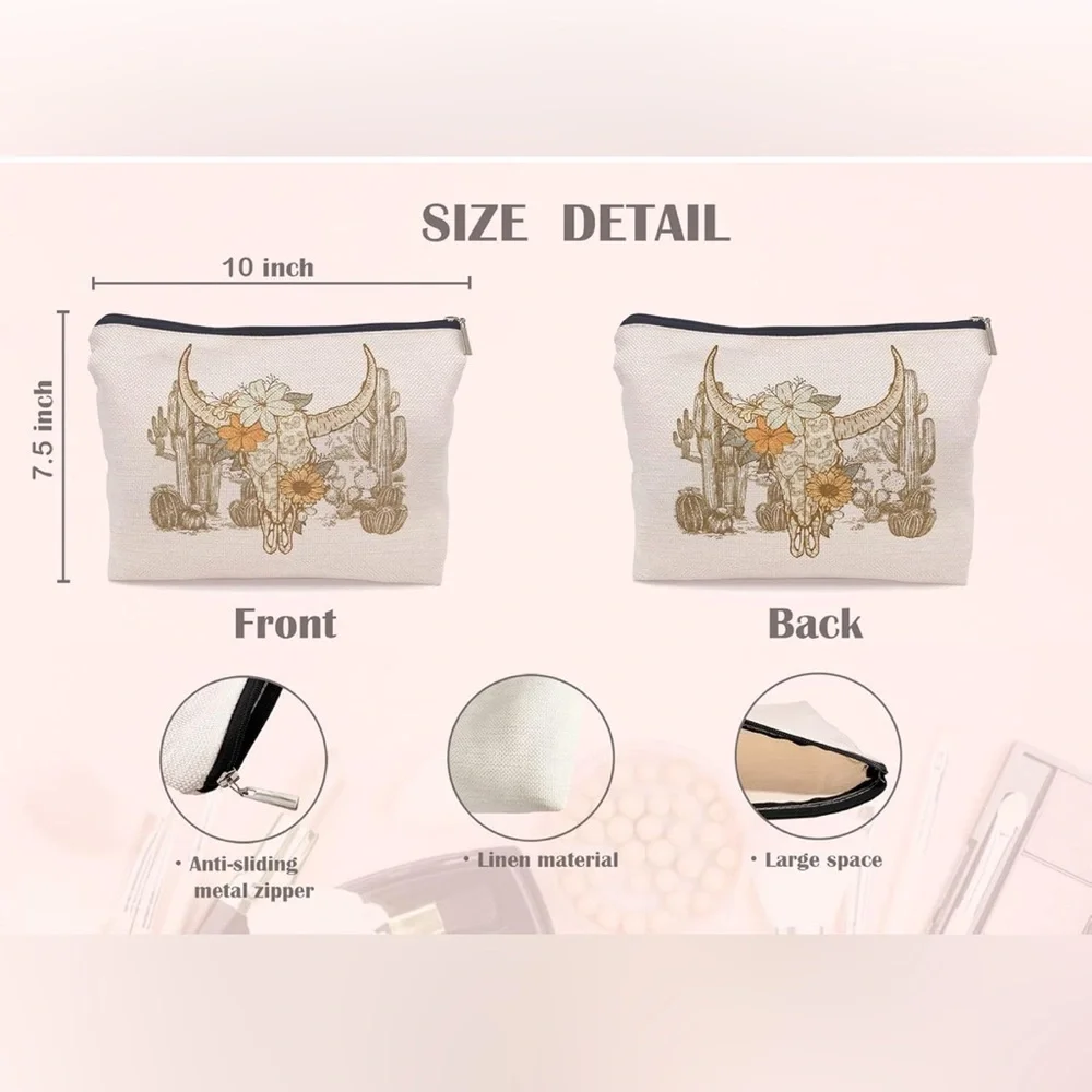 Lacosu Floral Skull Canvas Pouch
